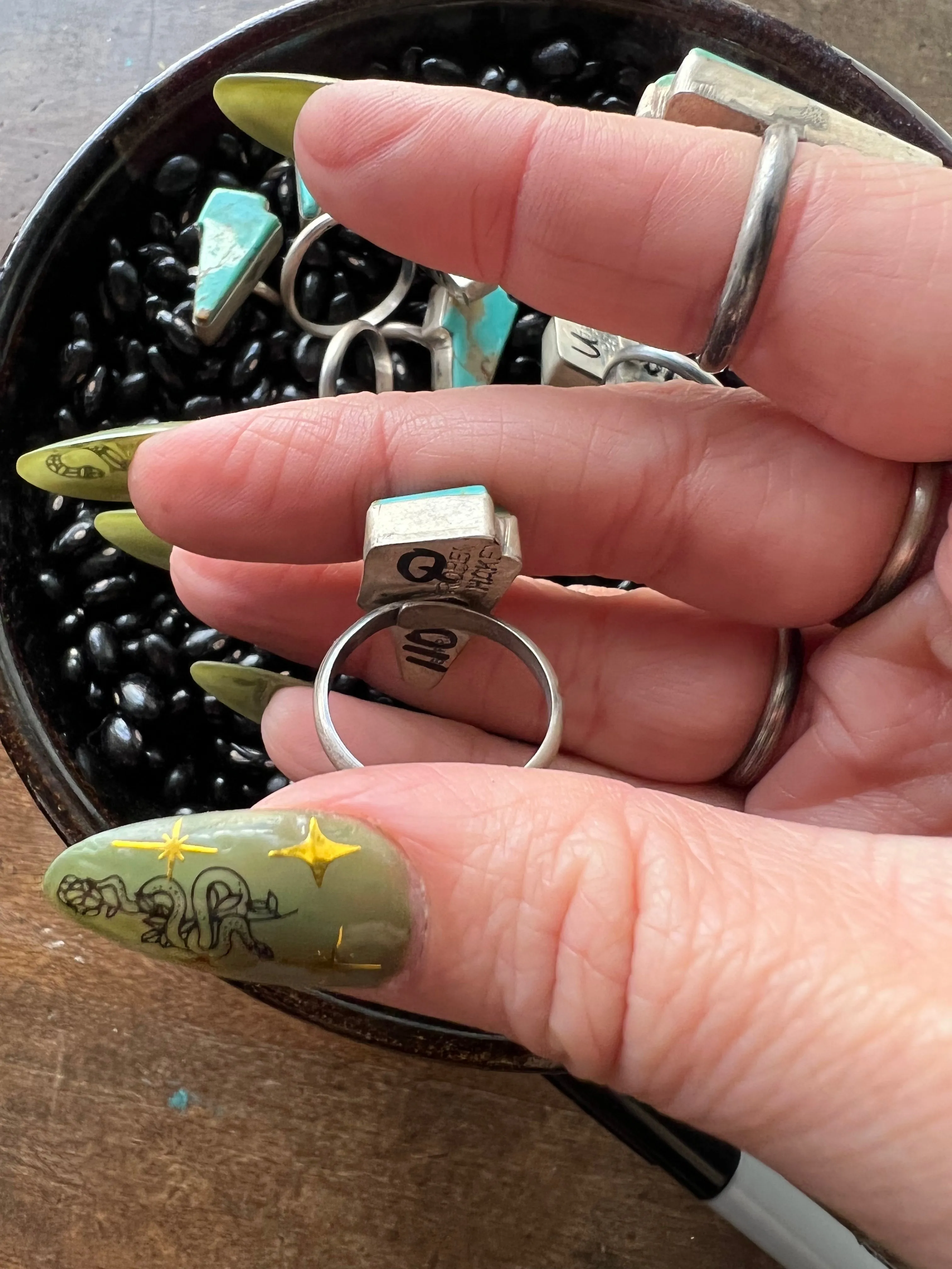 Turquoise Lightening bolt rings