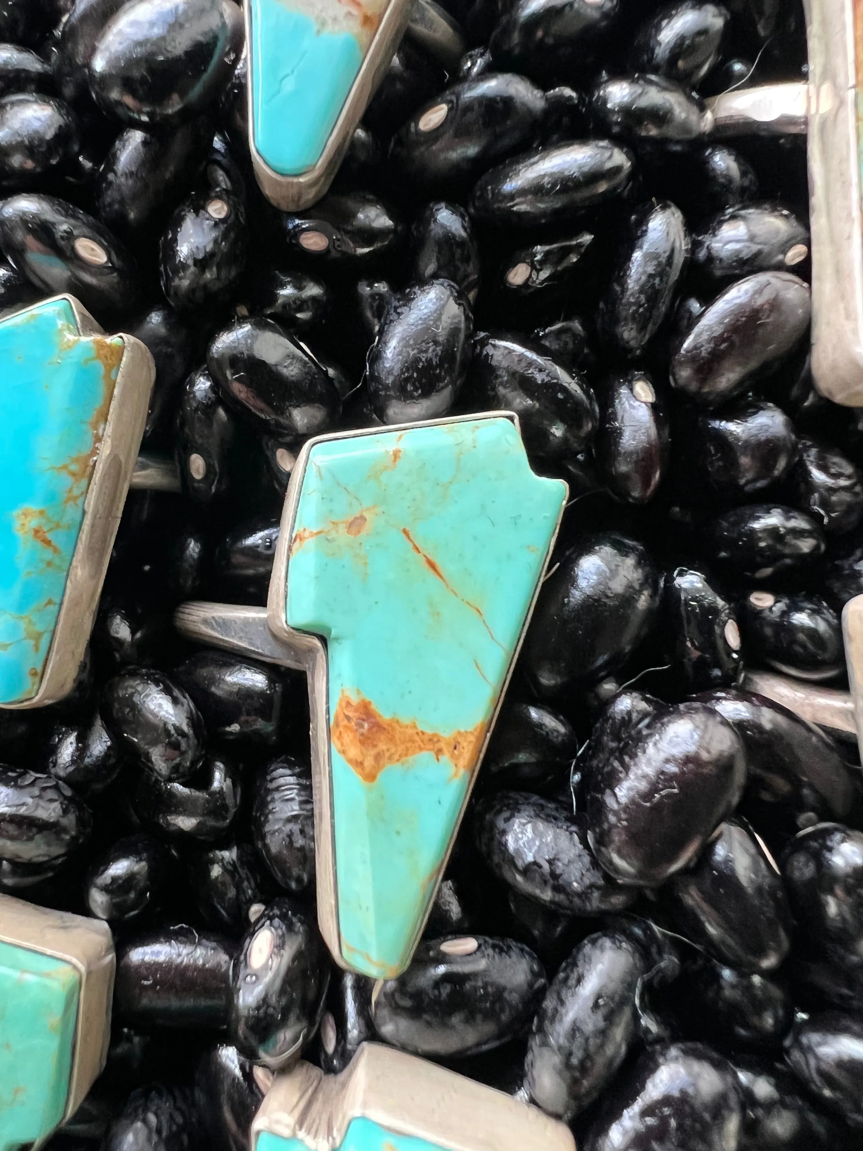Turquoise Lightening bolt rings