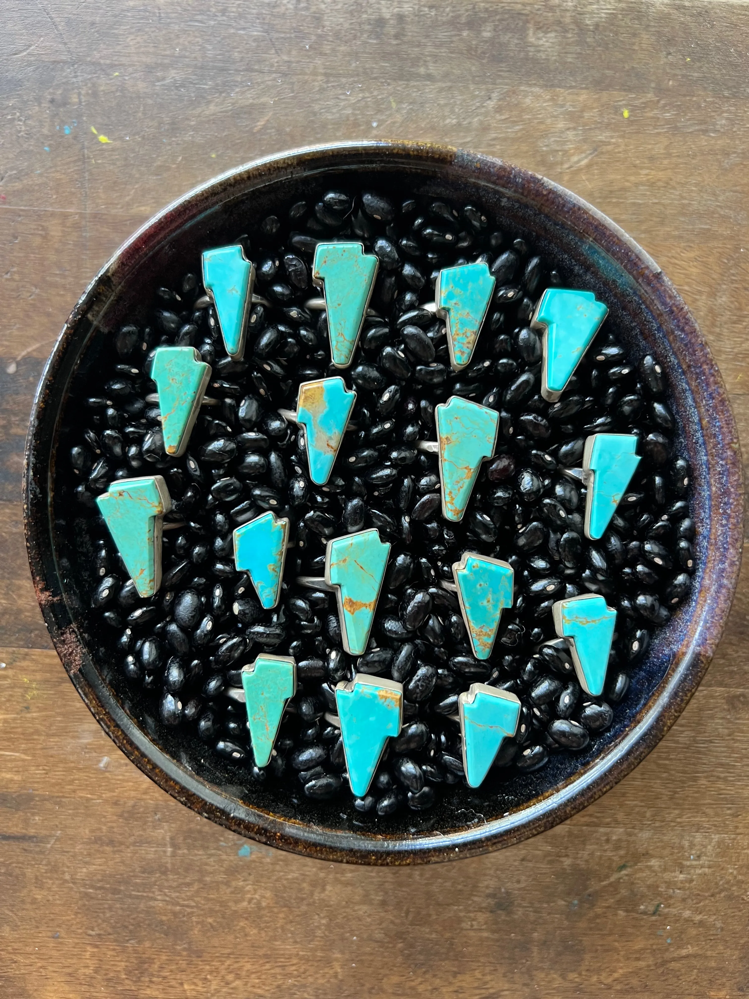 Turquoise Lightening bolt rings