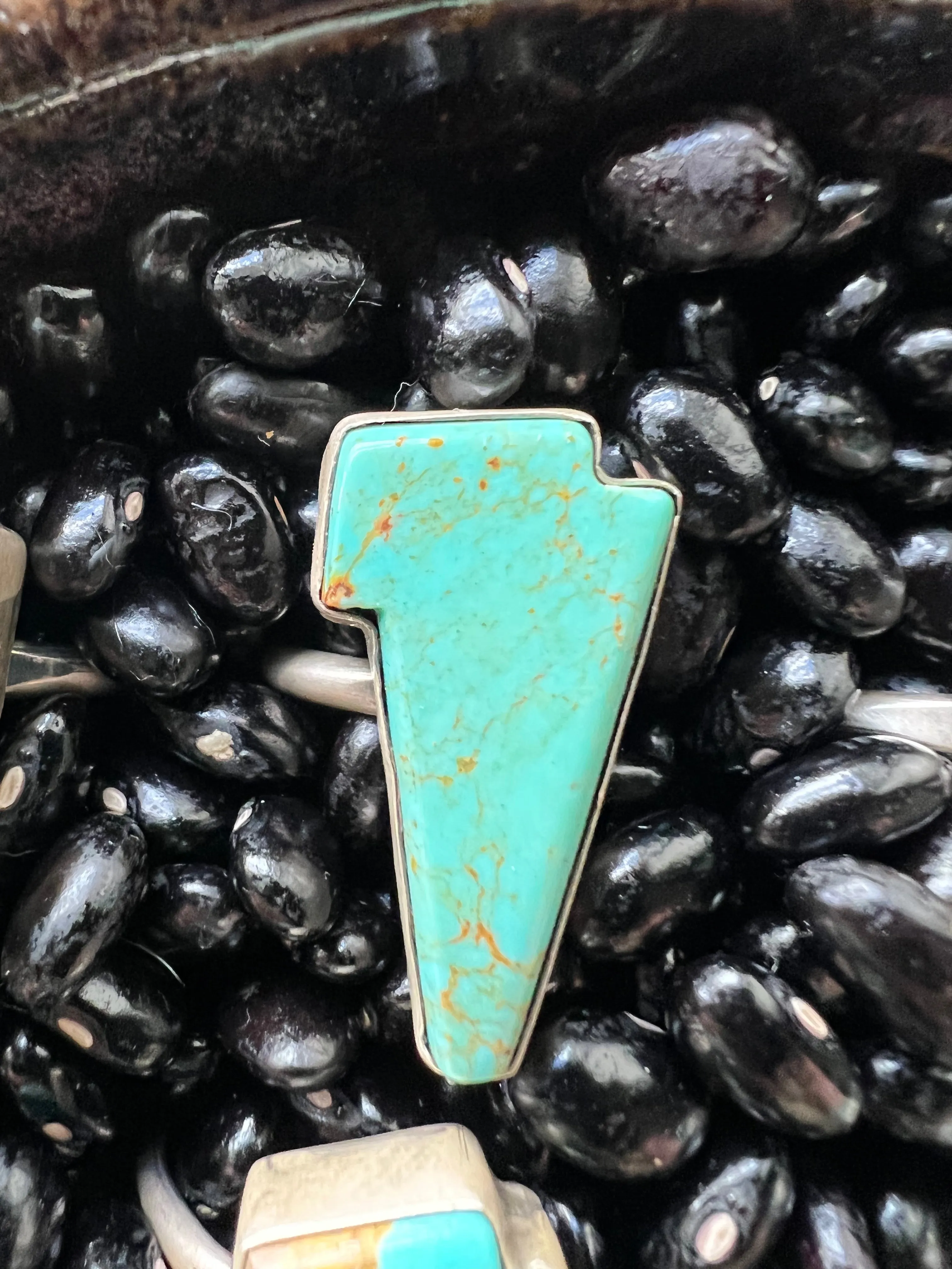 Turquoise Lightening bolt rings
