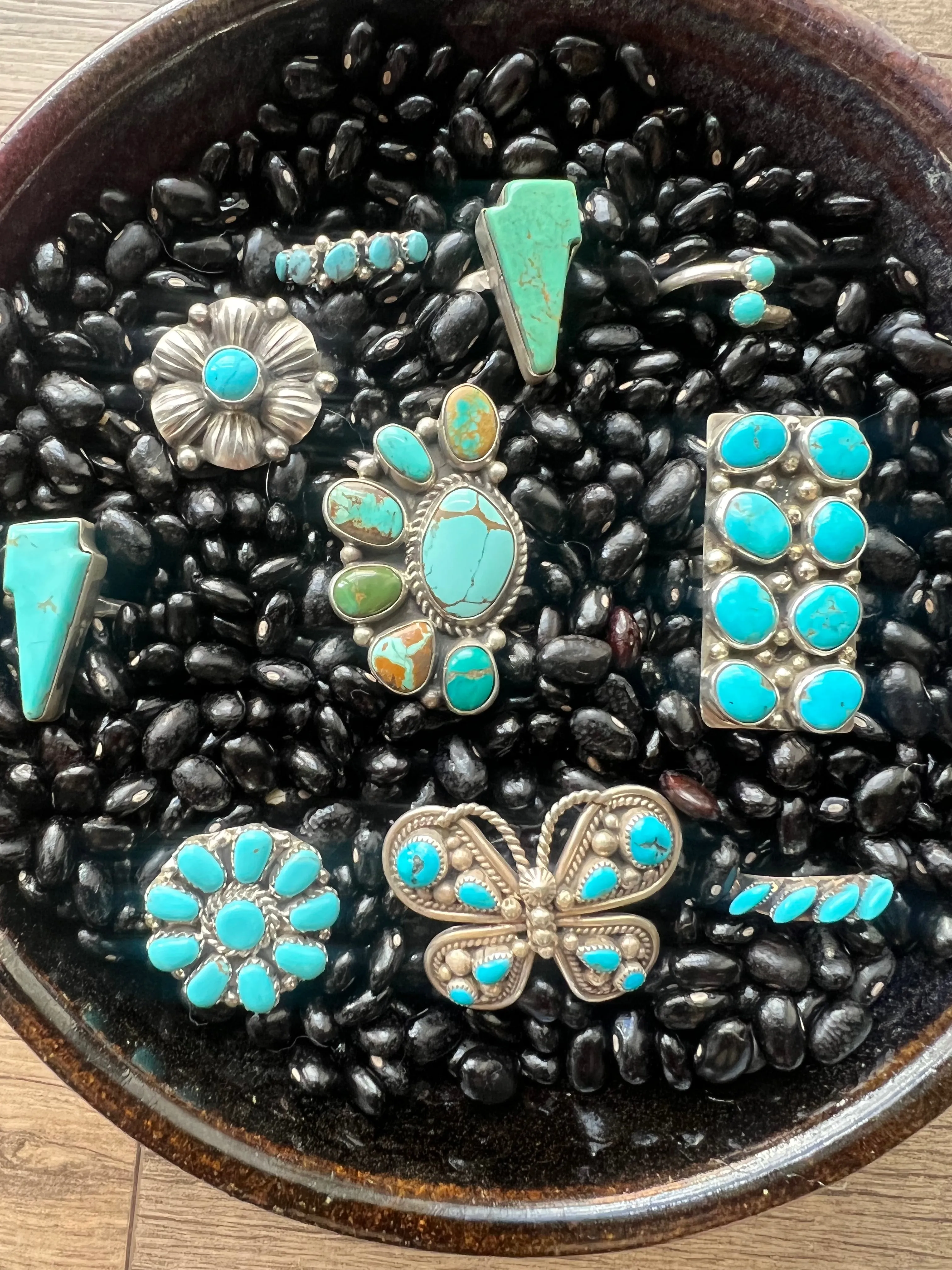 Turquoise Lightening bolt rings