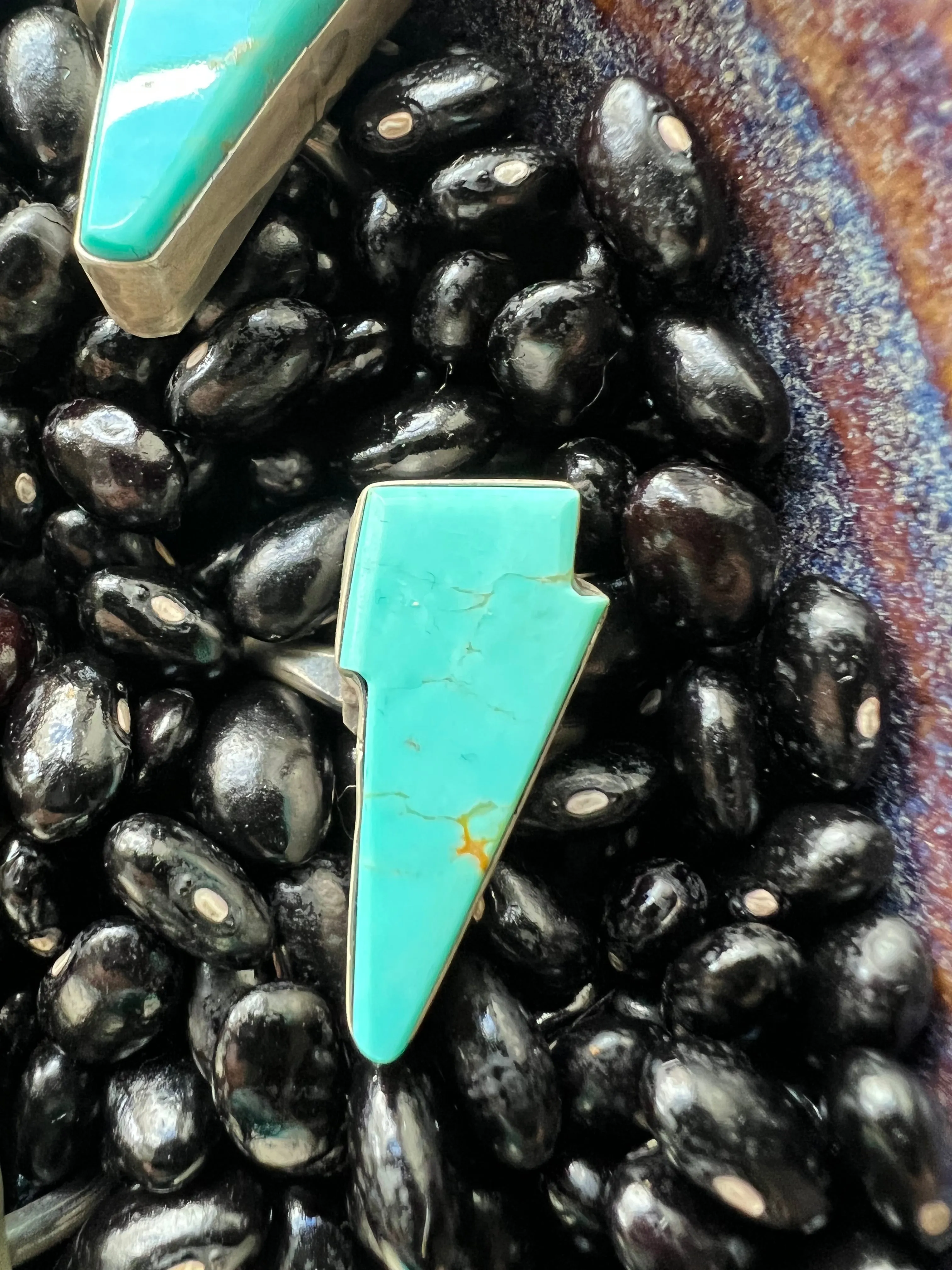 Turquoise Lightening bolt rings