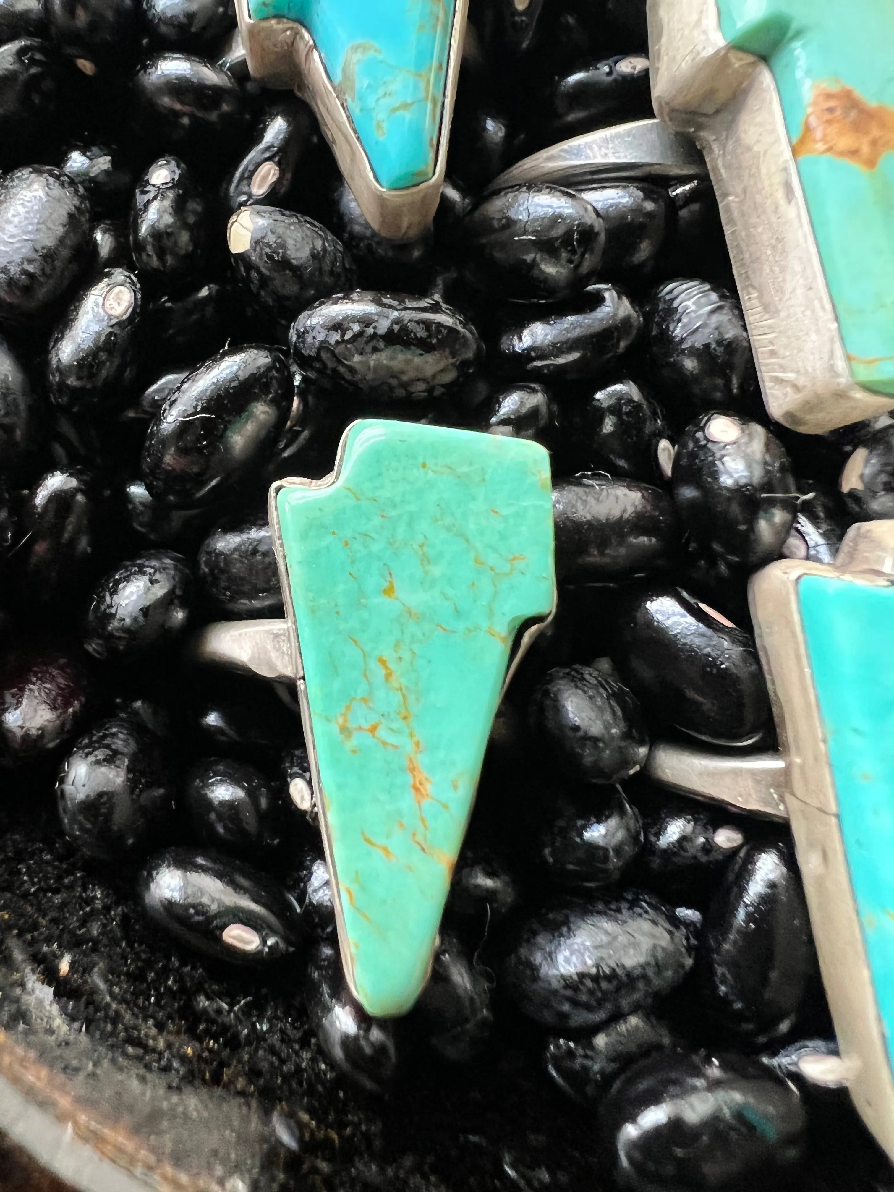 Turquoise Lightening bolt rings