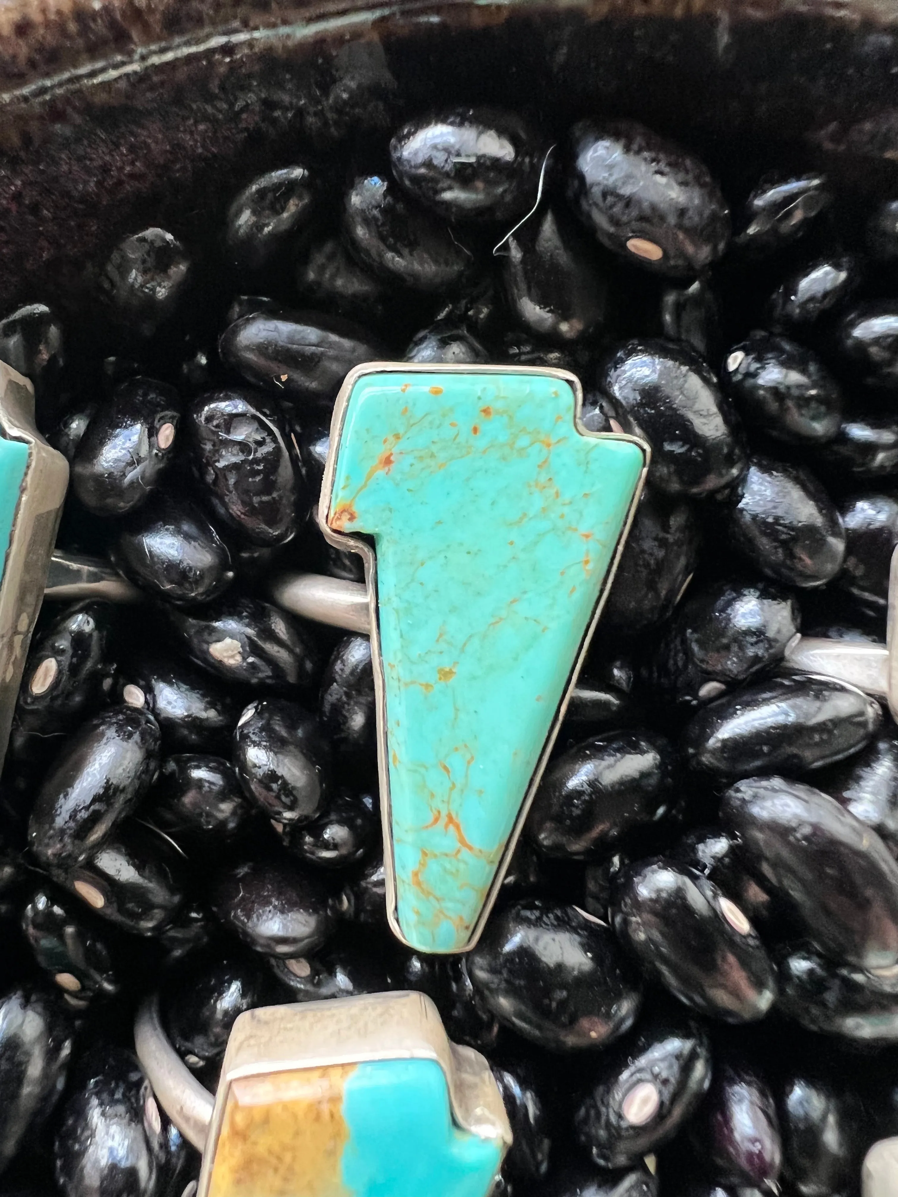 Turquoise Lightening bolt rings