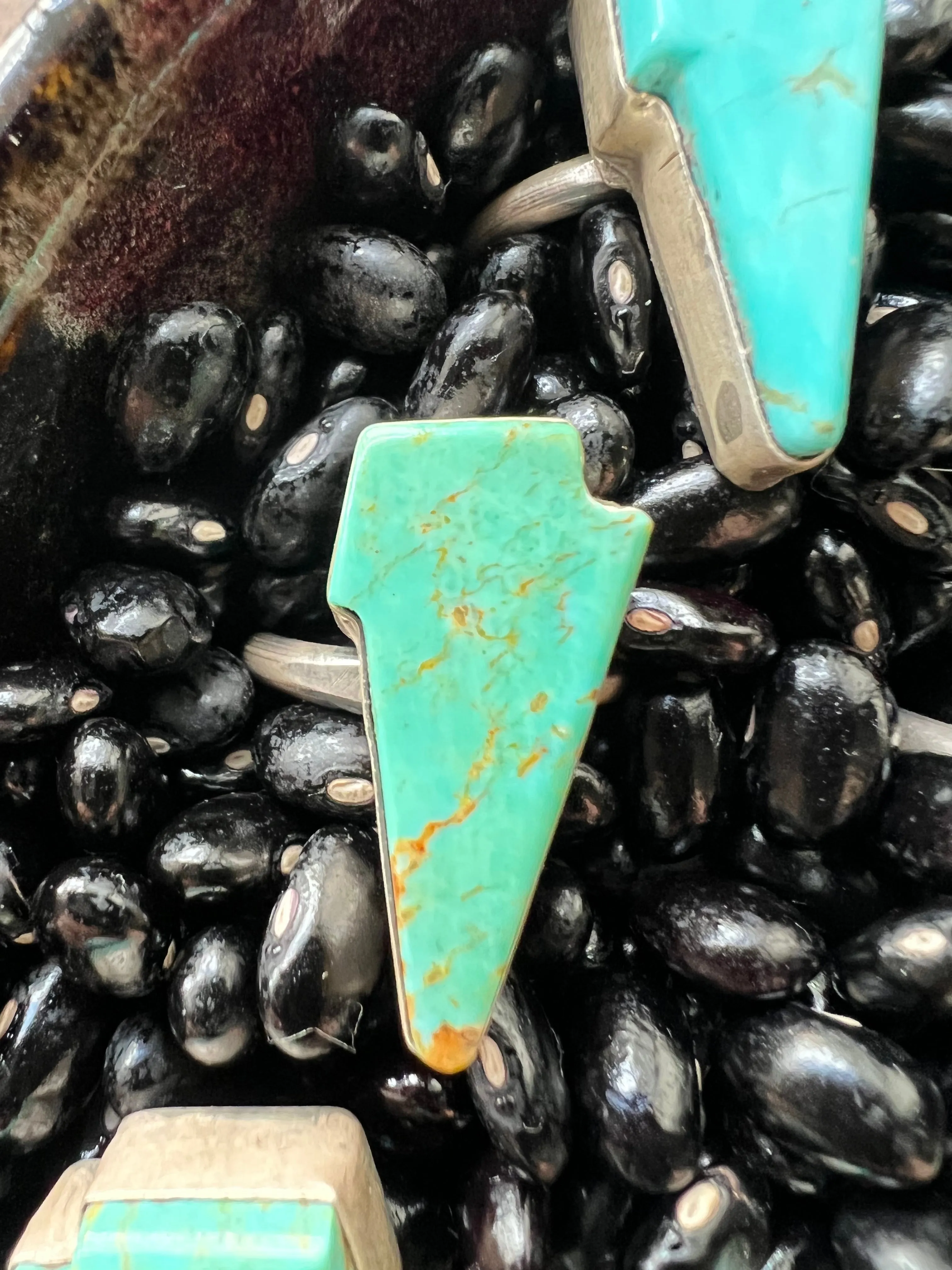 Turquoise Lightening bolt rings