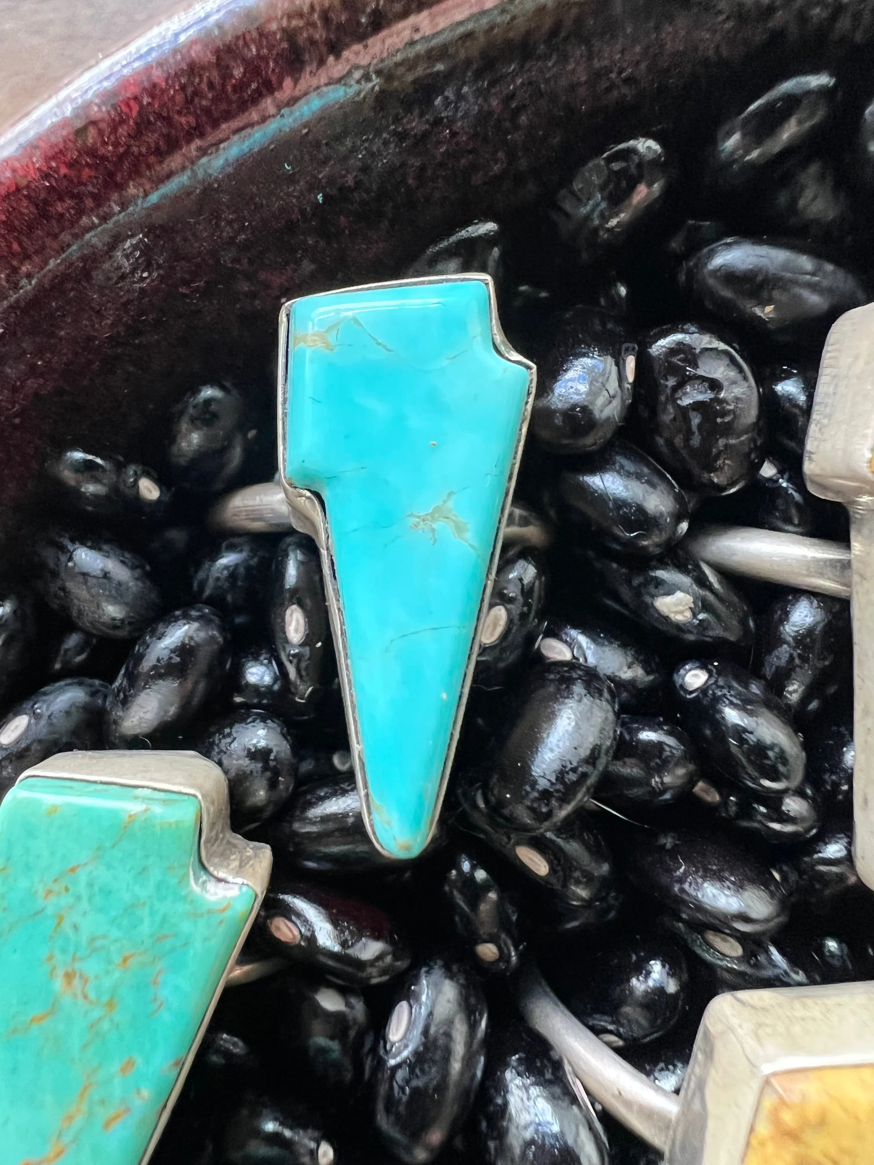 Turquoise Lightening bolt rings