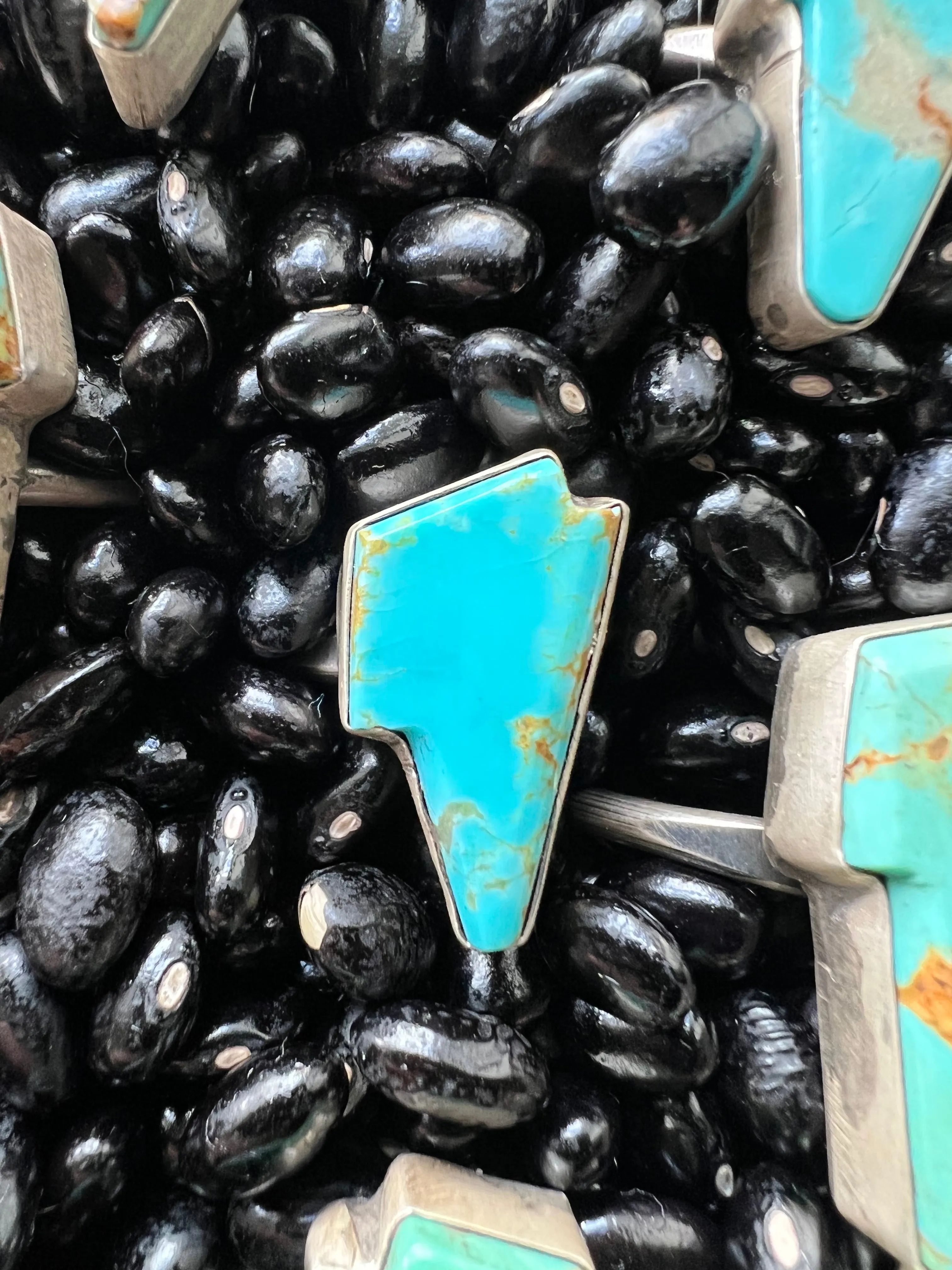 Turquoise Lightening bolt rings