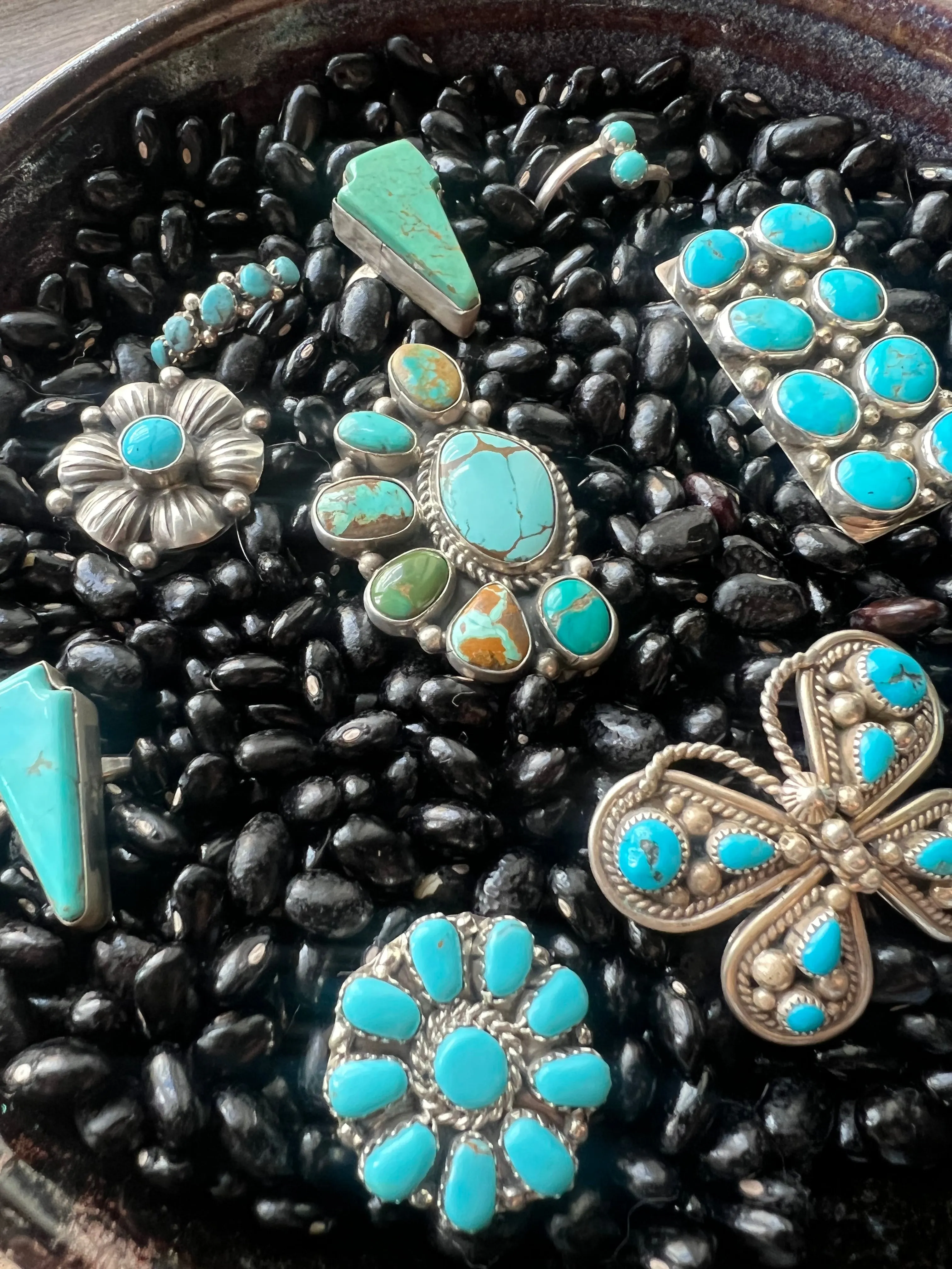 Turquoise Lightening bolt rings