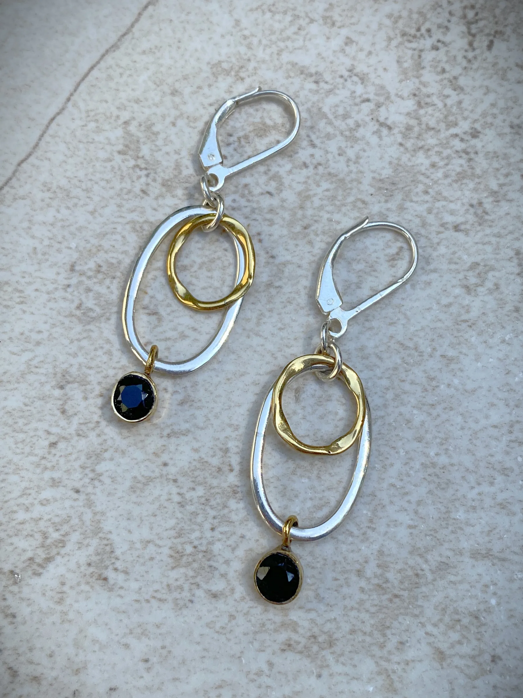 Two Tone Gemstone Ringlet Dangles