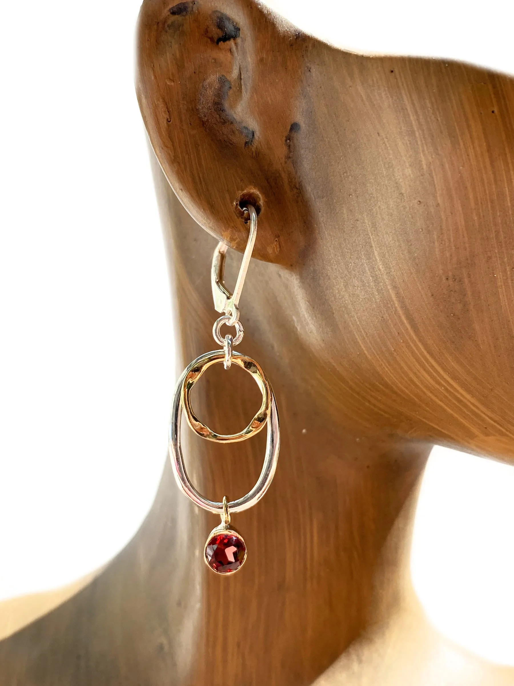 Two Tone Gemstone Ringlet Dangles