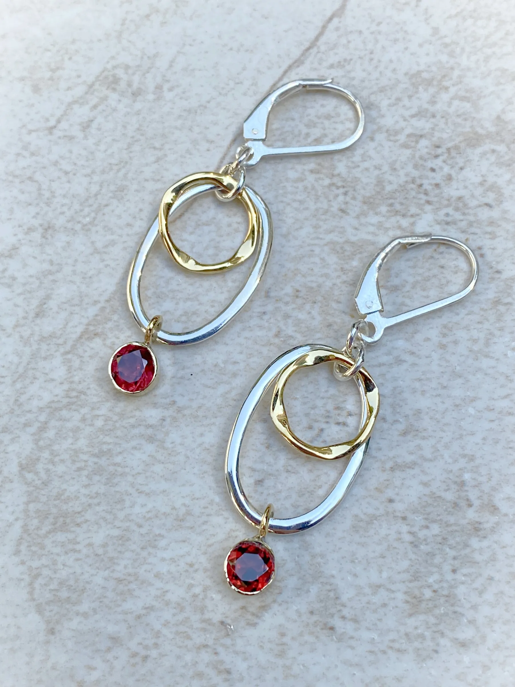 Two Tone Gemstone Ringlet Dangles