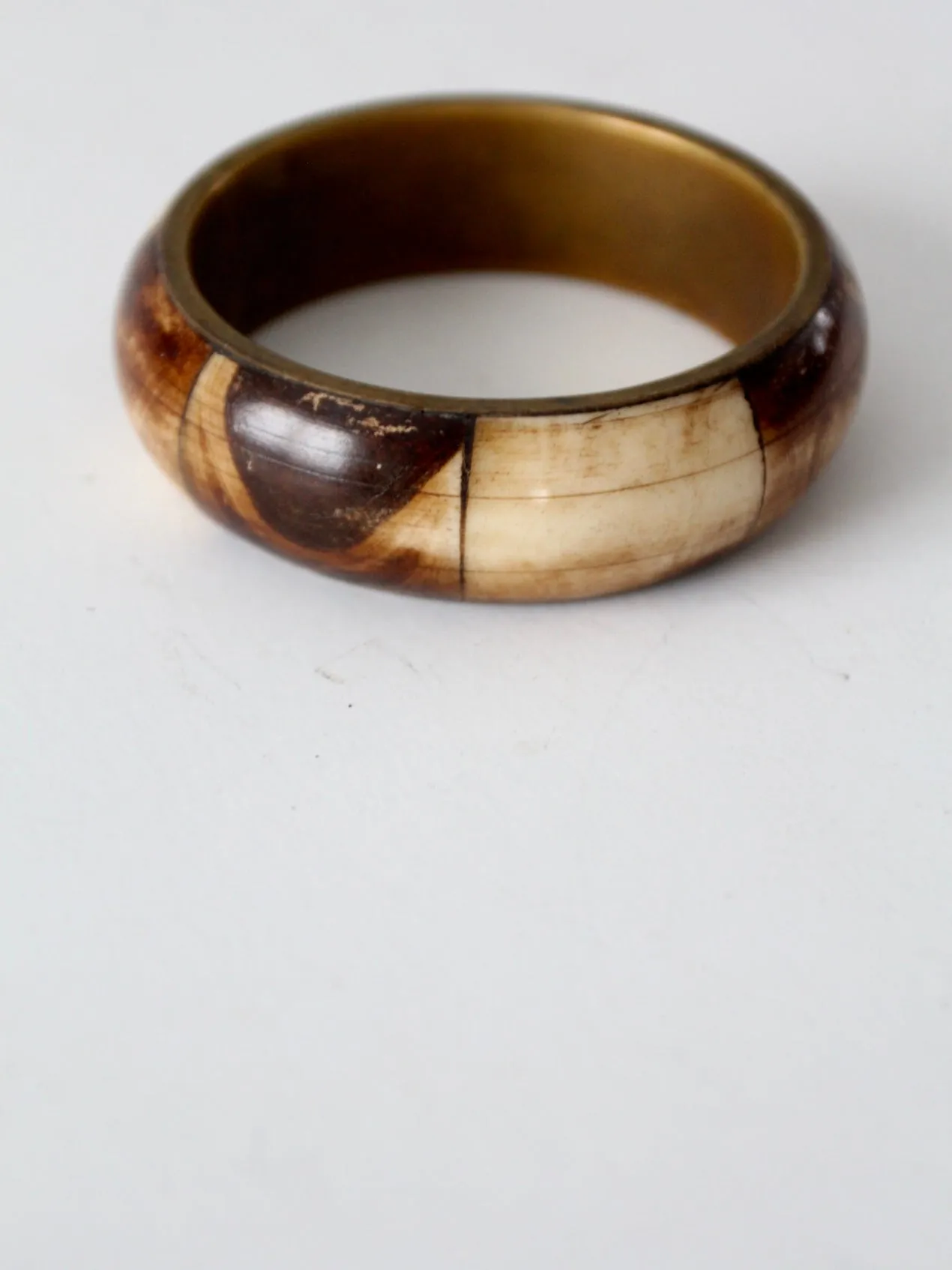 vintage bone   brass bangle