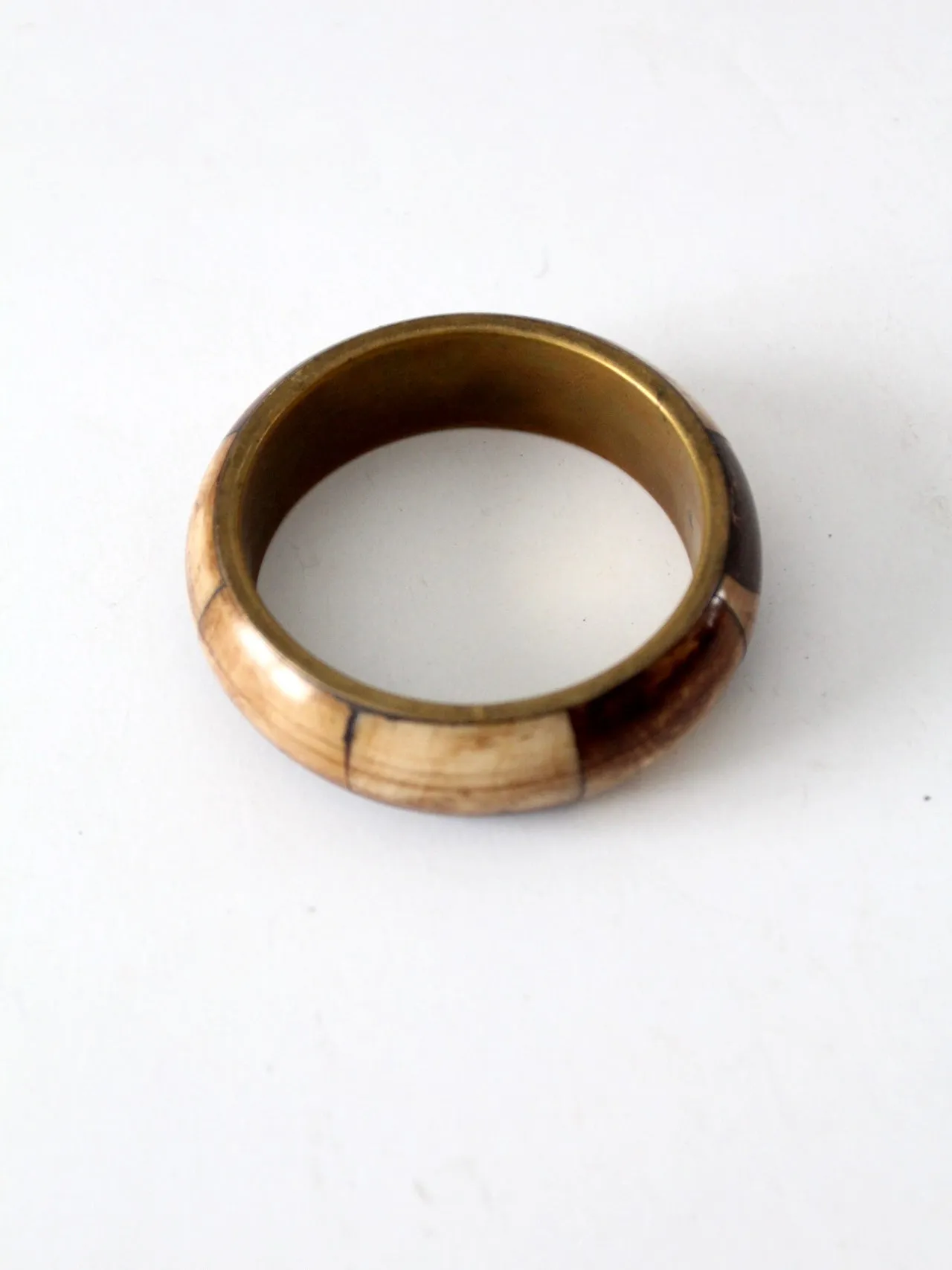 vintage bone   brass bangle
