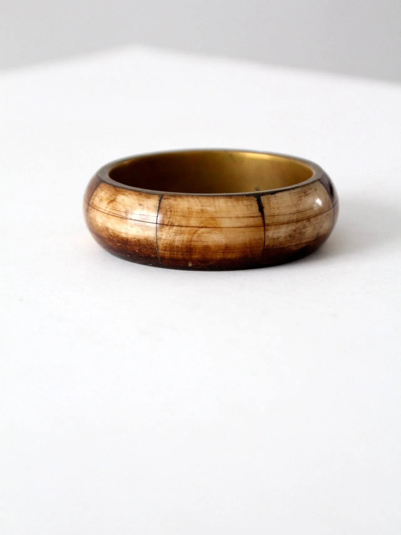 vintage bone   brass bangle