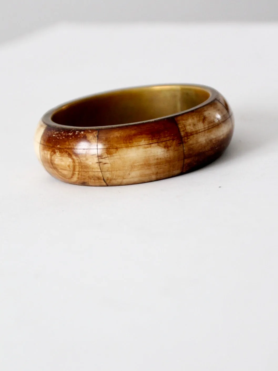 vintage bone   brass bangle