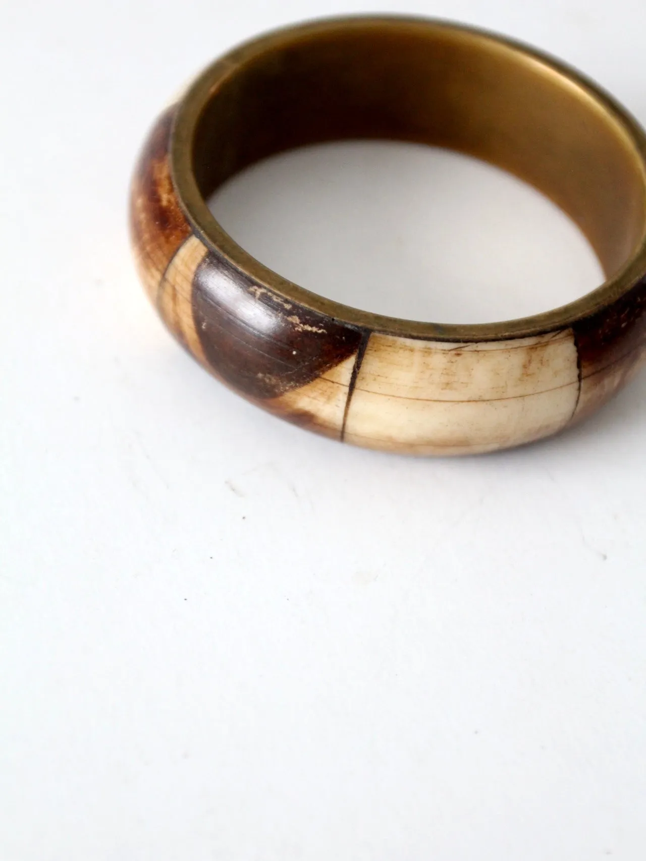vintage bone   brass bangle