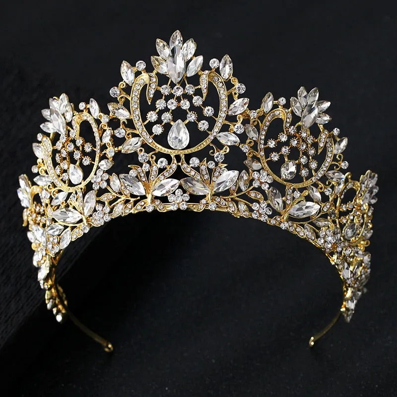 Vintage European Bridal Wedding Tiara  Crystal Crown Wedding Hair Accessory