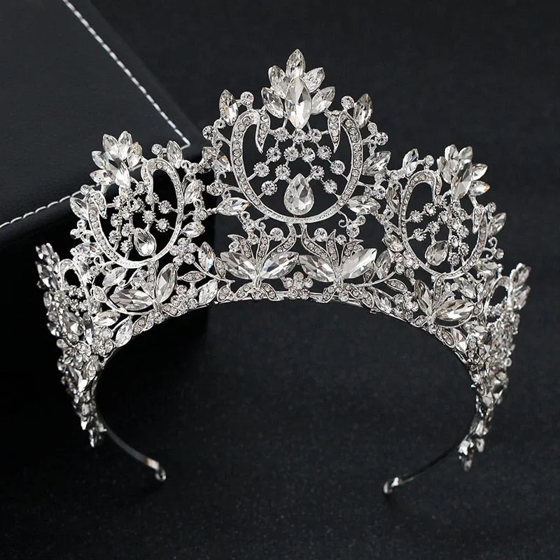 Vintage European Bridal Wedding Tiara  Crystal Crown Wedding Hair Accessory