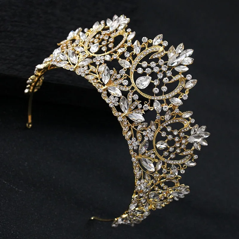Vintage European Bridal Wedding Tiara  Crystal Crown Wedding Hair Accessory