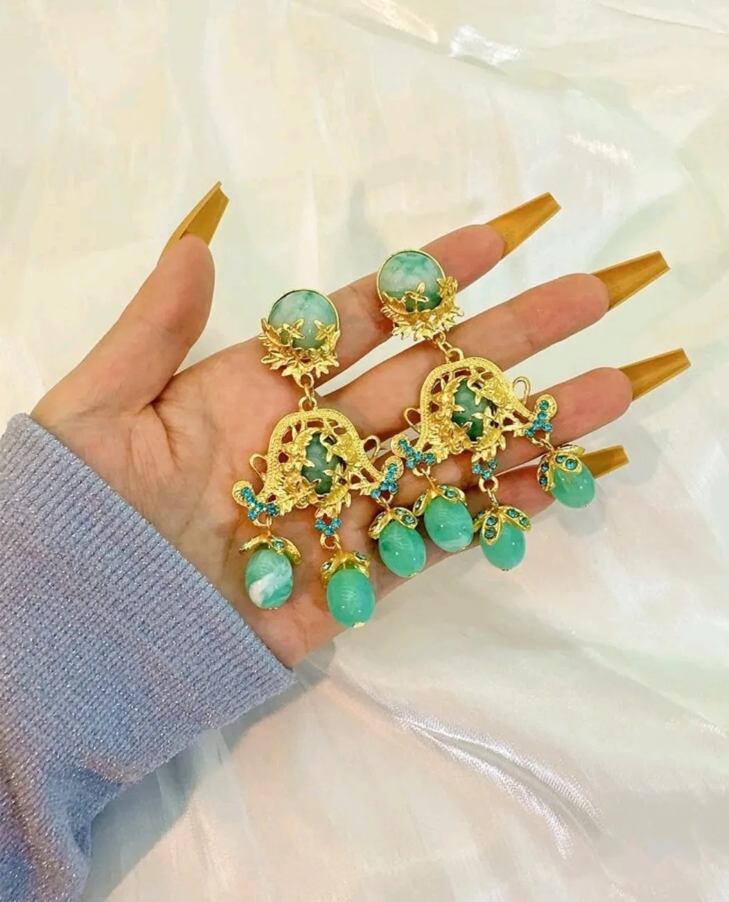 Vintage Gemstone Dangle Earrings
