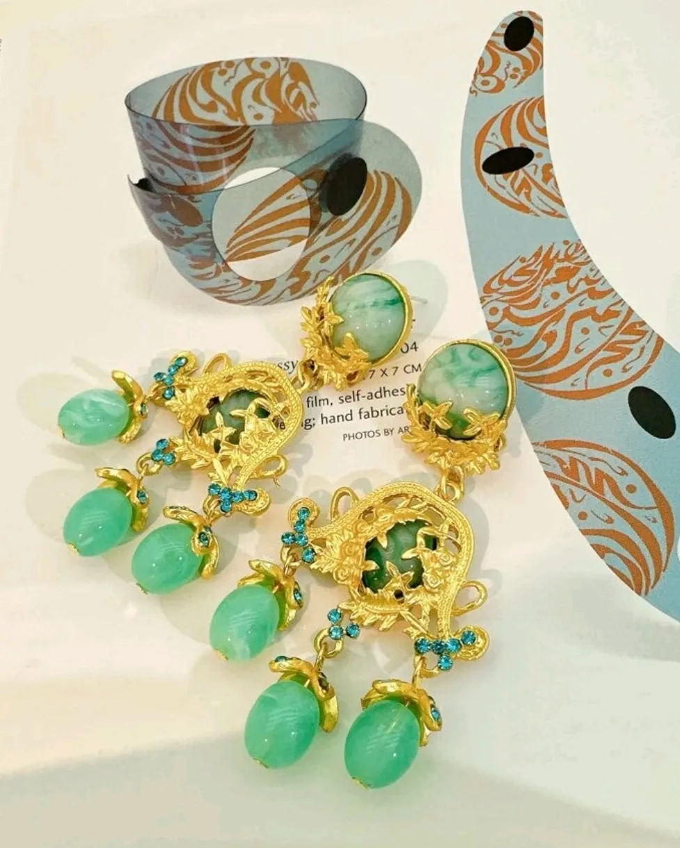 Vintage Gemstone Dangle Earrings