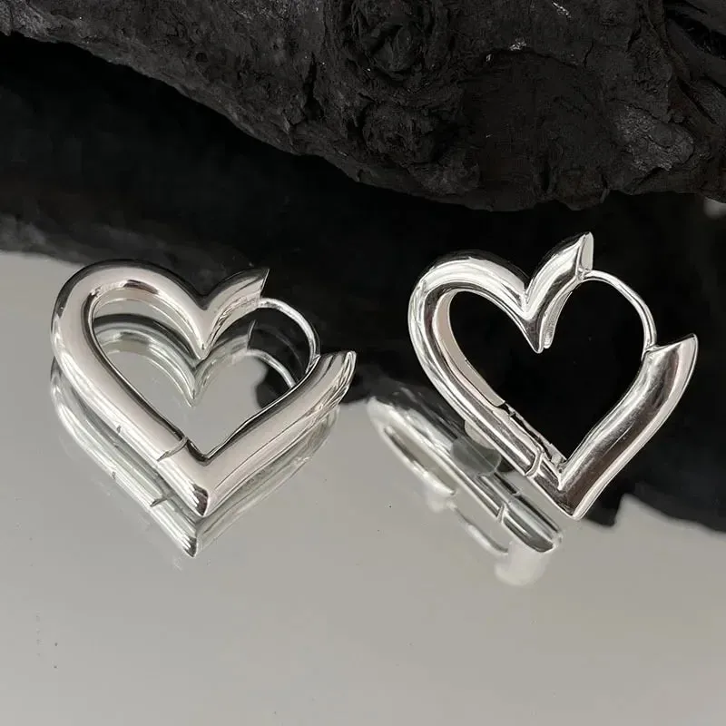 Vintage Gifts Hollow Gold Hoop Trendy Silver Cute Heart Jewelry Earring