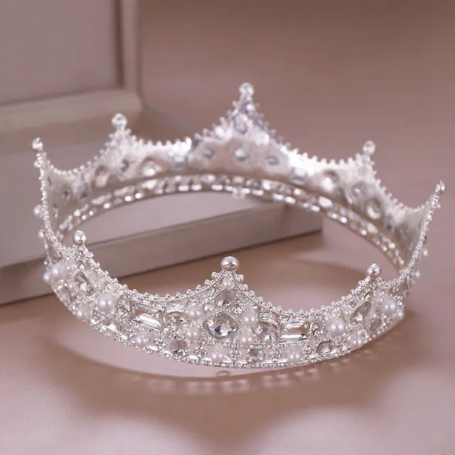 Vintage Gold or Silver Royal Crown for Bride Head Jewelry