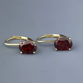 Vintage Oval Garnet 14K Gold Earrings