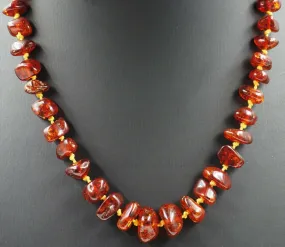 Vintage Polished Amber Knotted Necklace
