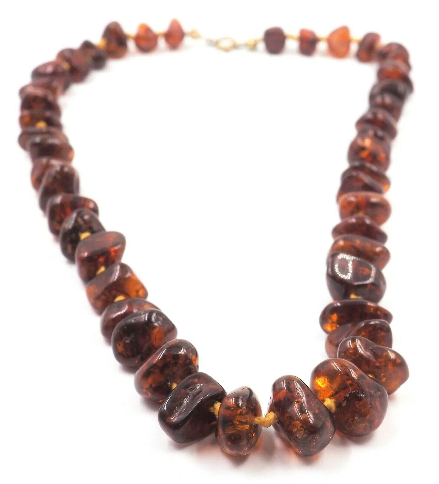 Vintage Polished Amber Knotted Necklace