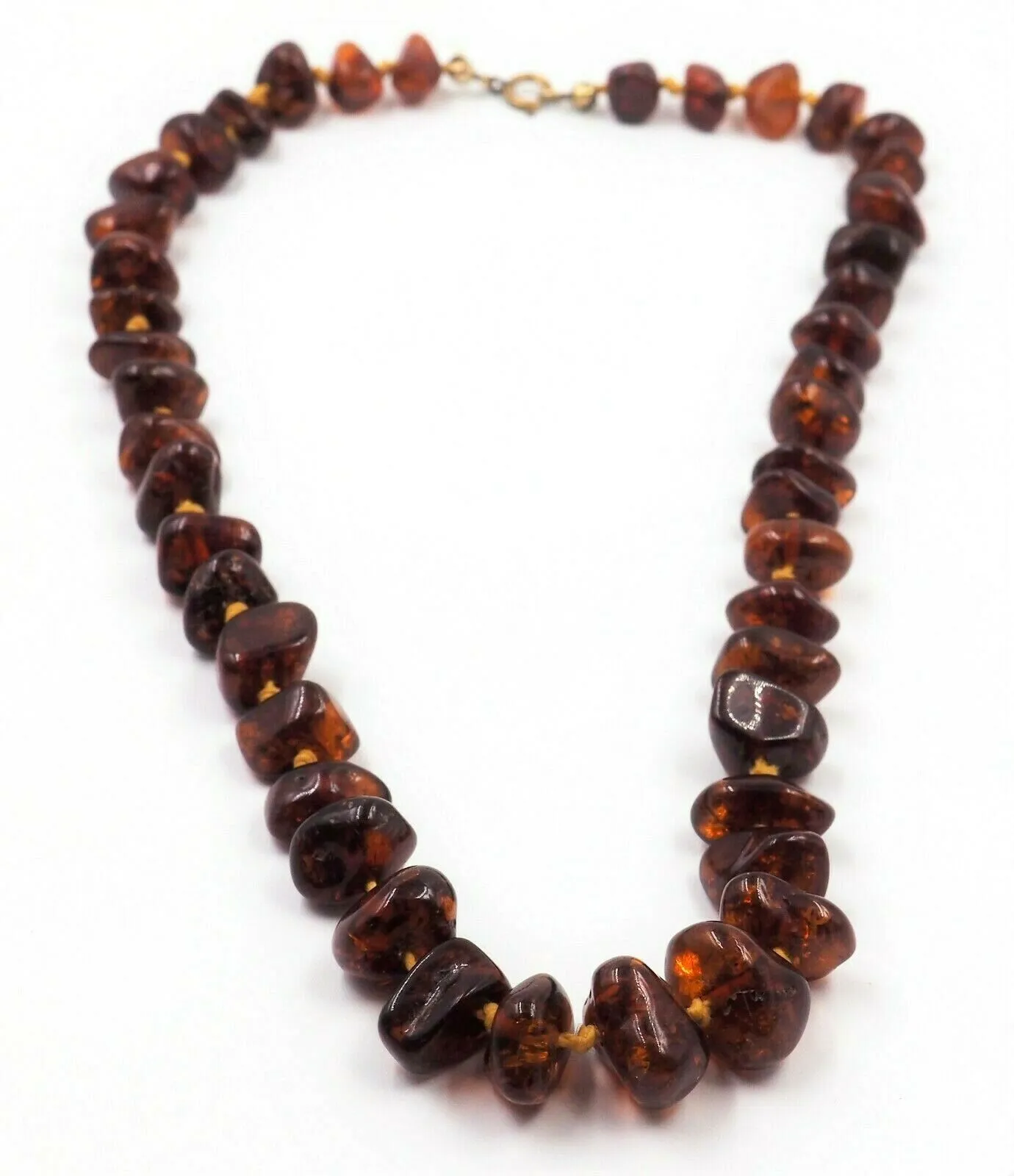 Vintage Polished Amber Knotted Necklace