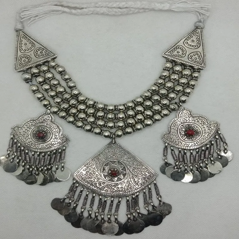 Vintage Silver Kuchi Chokers With Dangling Pendants