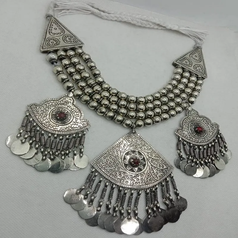 Vintage Silver Kuchi Chokers With Dangling Pendants