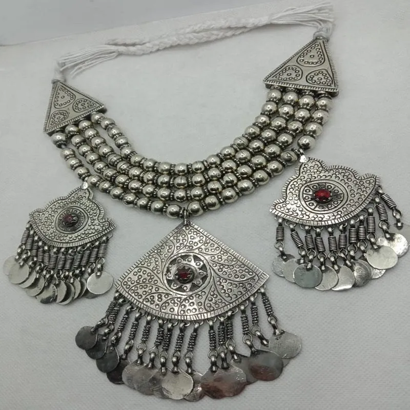 Vintage Silver Kuchi Chokers With Dangling Pendants