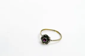 Vintage Small Indian Silver Toe Ring with Purple Glass