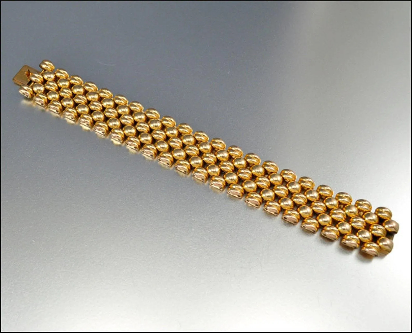 Vintage Swiss Heavy 5 Row Retro Panther Link Bracelet