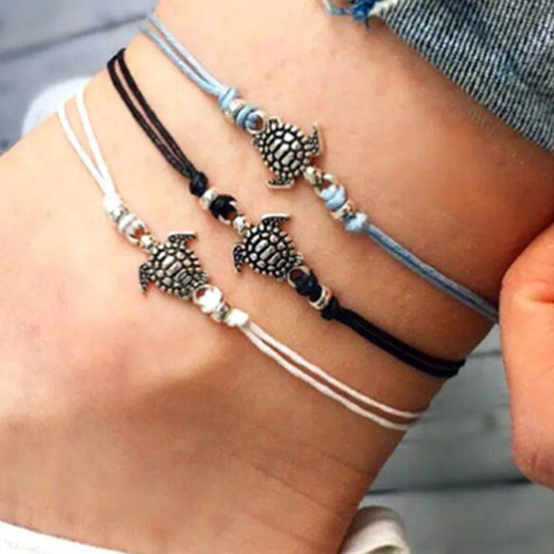 Vintage Turtle Wax Rope Anklet Bracelet