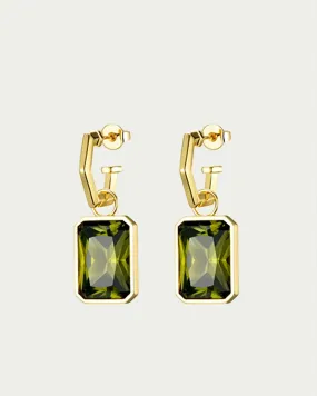 Volt Gemstone Statement Earrings in Gold/Green | Gold/Green