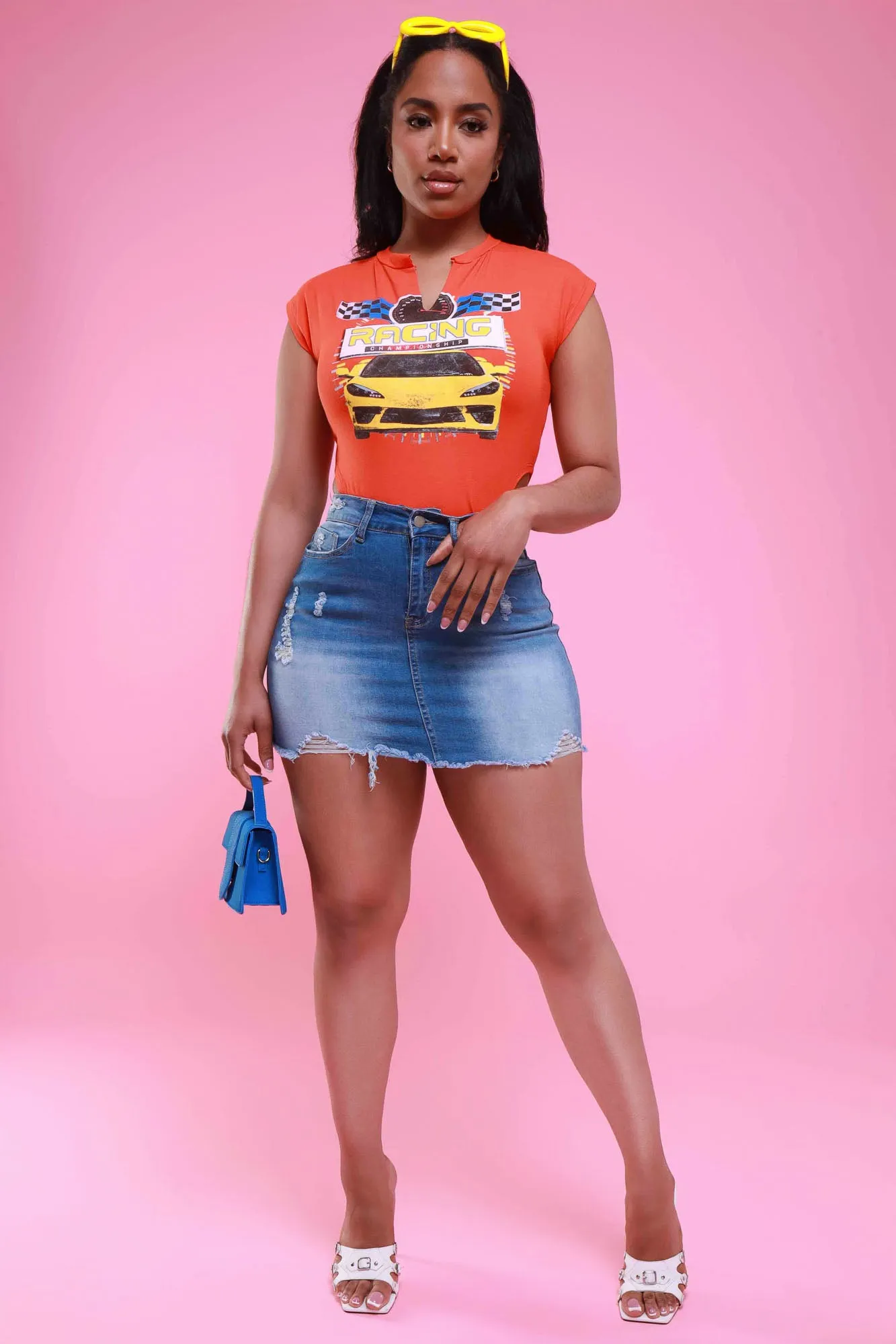 What A Shame Distressed Denim Mini Skirt - Medium Wash
