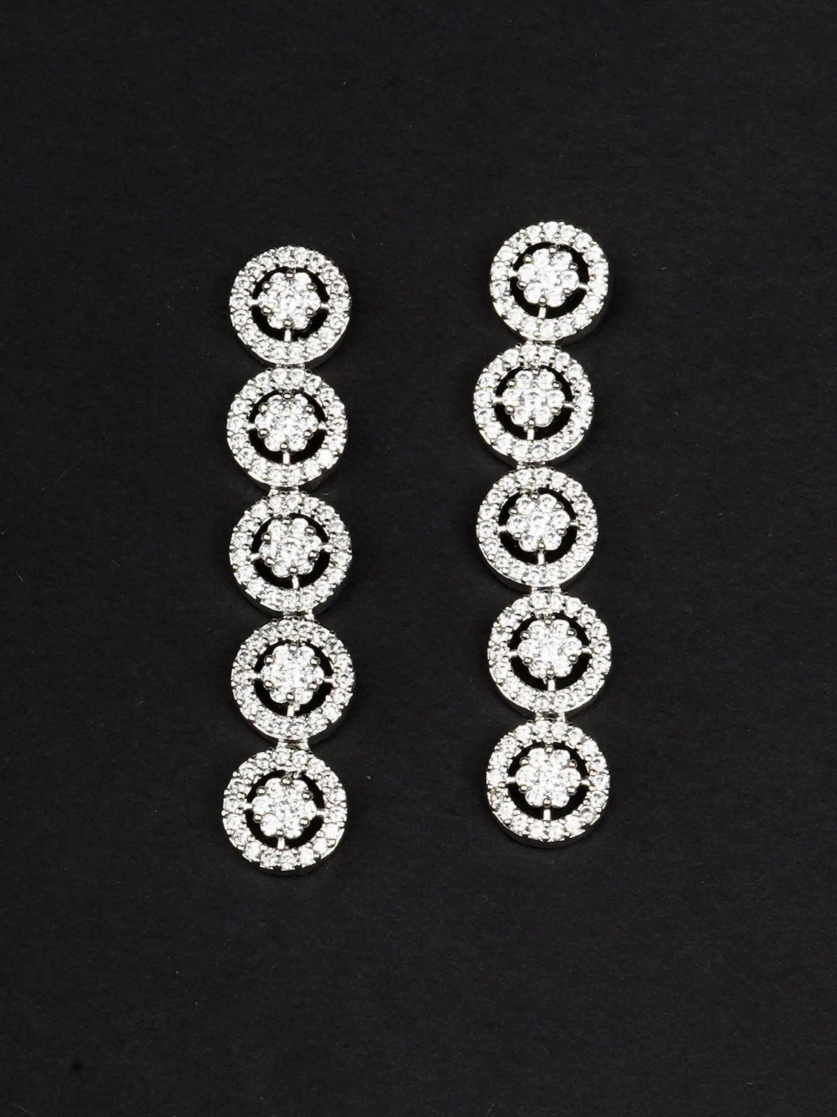 White Color Silver Plated Faux Diamond Necklace Set - CZSET309