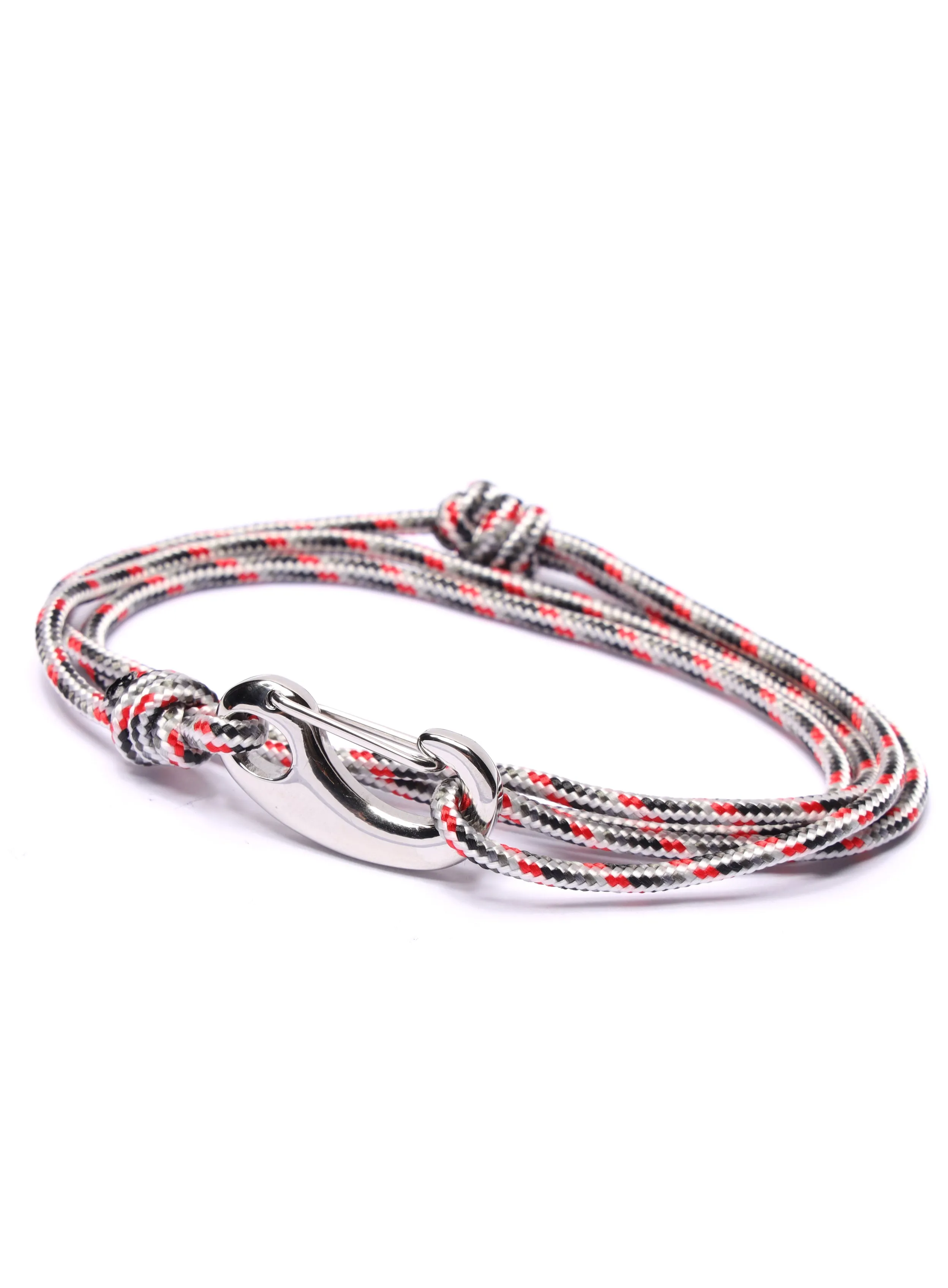 White   Gray Tactical Cord Bracelet for Men (Silver Clasp - 24S)