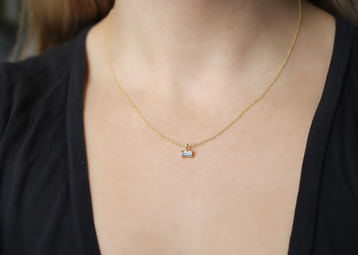White Sapphire Baguette Cut Necklace
