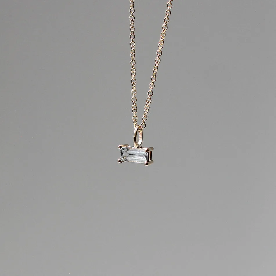 White Sapphire Baguette Cut Necklace