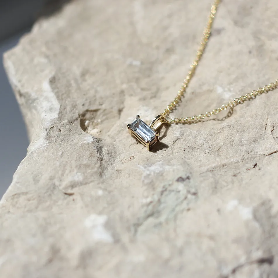 White Sapphire Baguette Cut Necklace