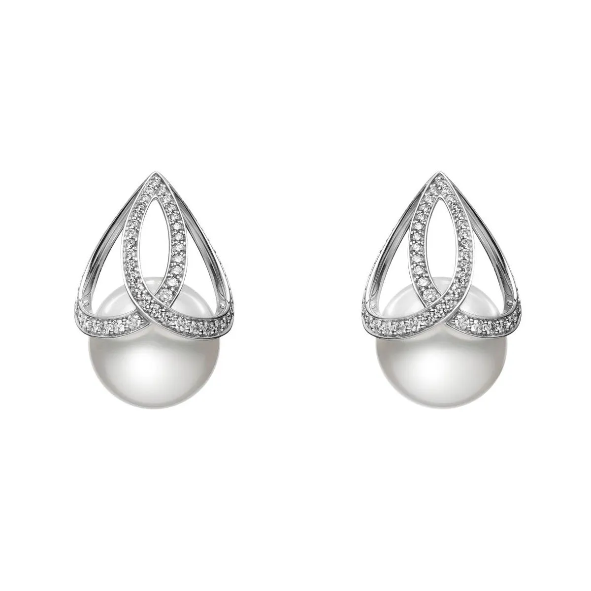 White South Sea Cultured Pearl Diamond Earrings