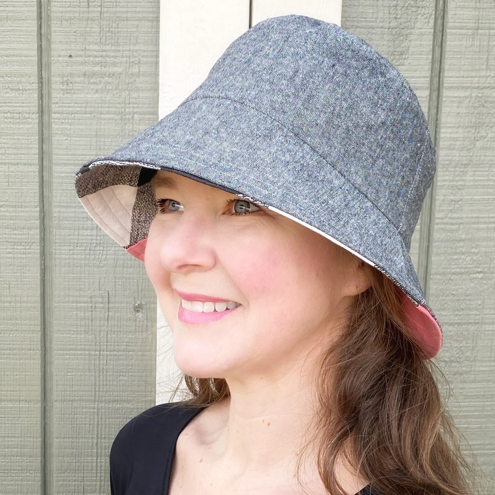Women's Fun Bucket Hat, Women's Wide Brim Summer Sun Hat, Reversible Bucket Hat, Black Bucket Hat for Women