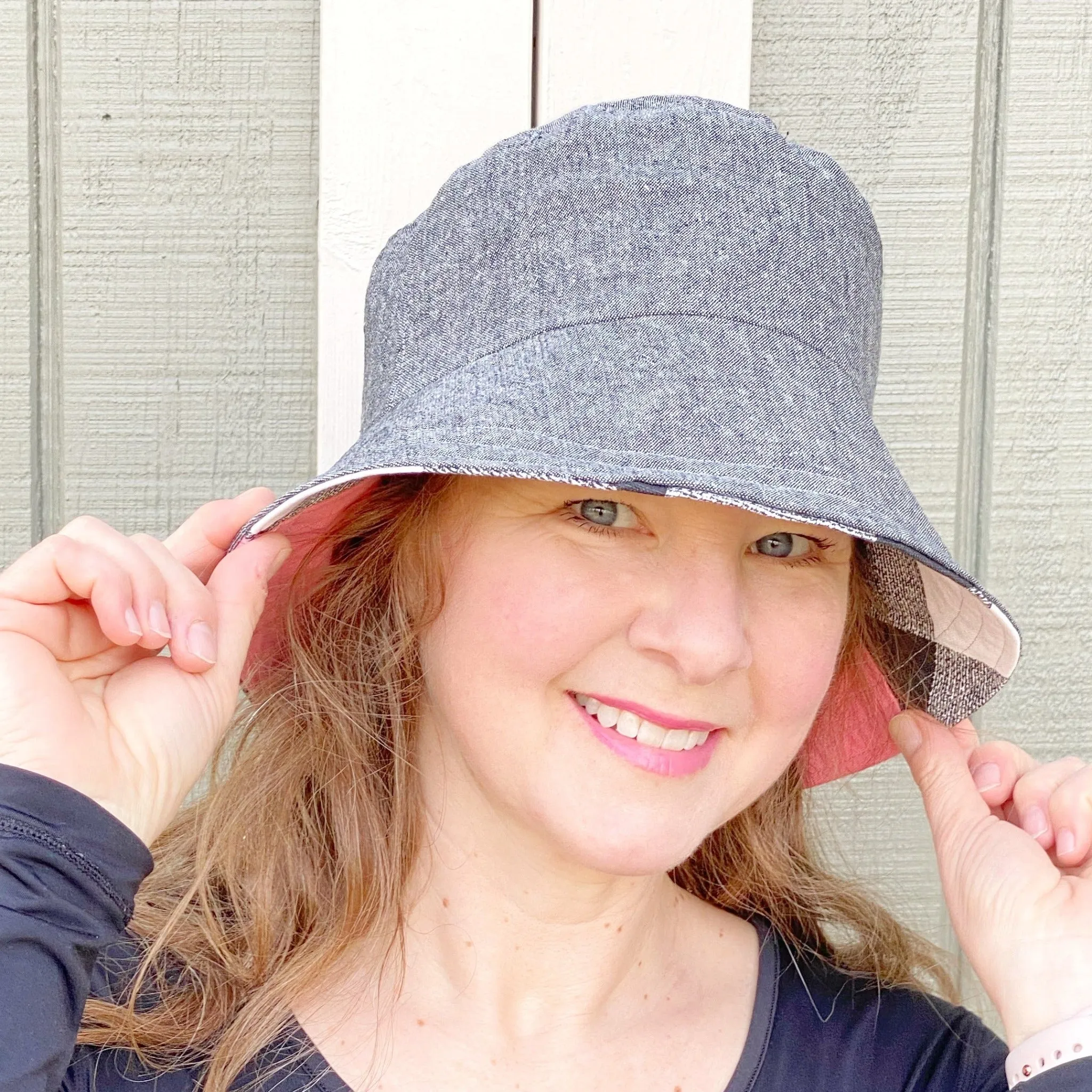 Women's Fun Bucket Hat, Women's Wide Brim Summer Sun Hat, Reversible Bucket Hat, Black Bucket Hat for Women