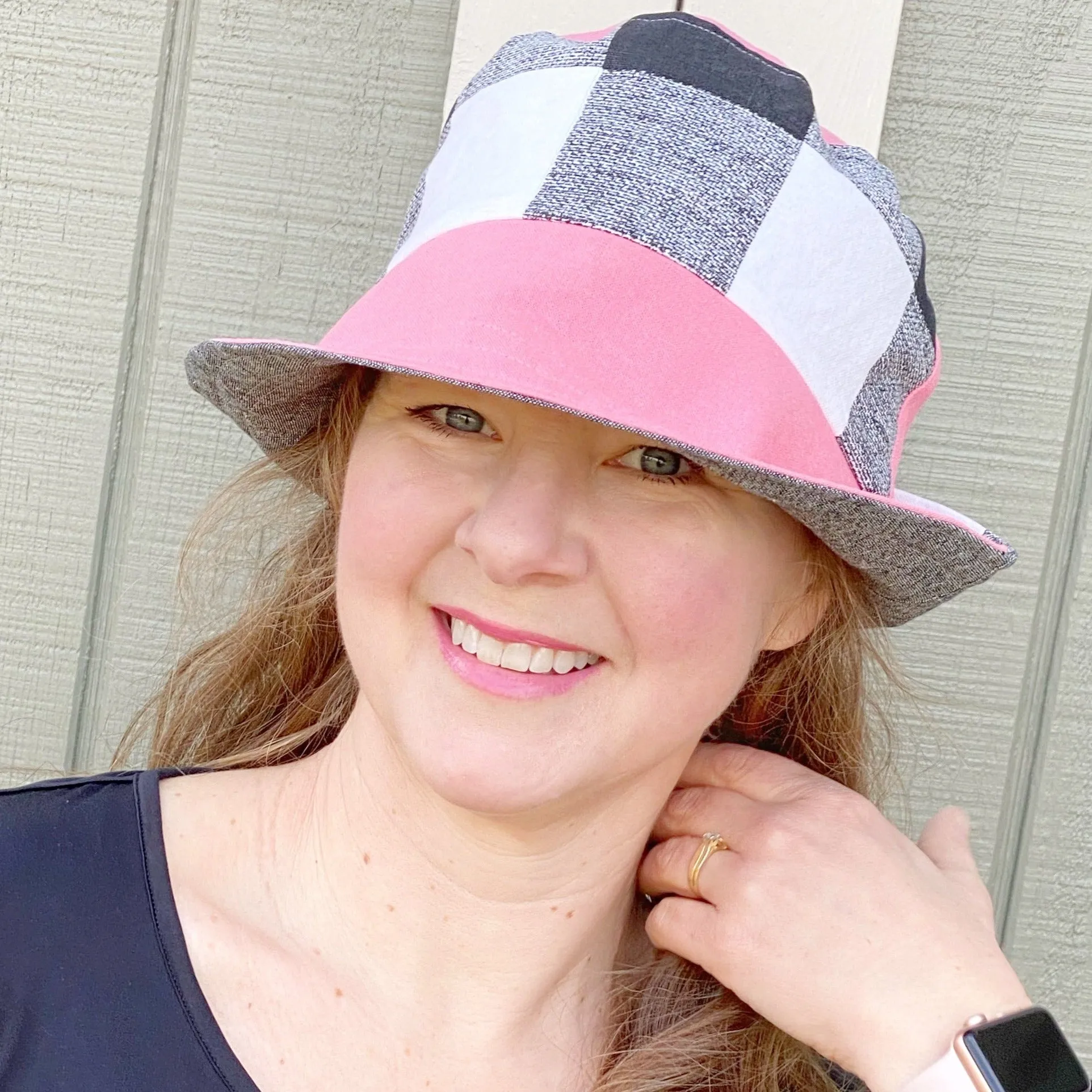 Women's Fun Bucket Hat, Women's Wide Brim Summer Sun Hat, Reversible Bucket Hat, Black Bucket Hat for Women