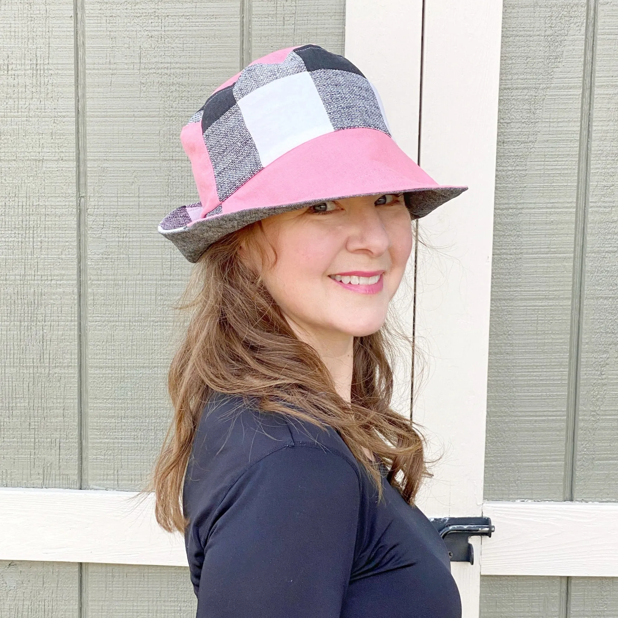 Women's Fun Bucket Hat, Women's Wide Brim Summer Sun Hat, Reversible Bucket Hat, Black Bucket Hat for Women