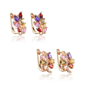 Yellow Chimes Colourful High Quality Swiss AAA Zircon Combo Earrings for Women (Leafy & Curvy)